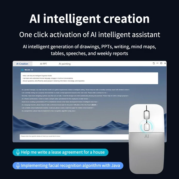 M1 vezeték nélküli hangfordító mesterséges intelligencia egér - Fehér