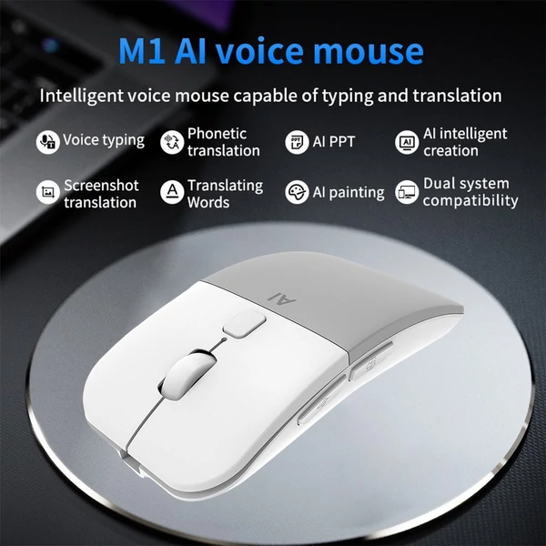 M1 vezeték nélküli hangfordító mesterséges intelligencia egér - Fehér