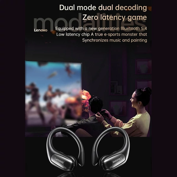 Lenovo EA305 nyitott, vezeték nélküli BT5.4 fejhallgató, rendkívül nagy membrán - Fekete