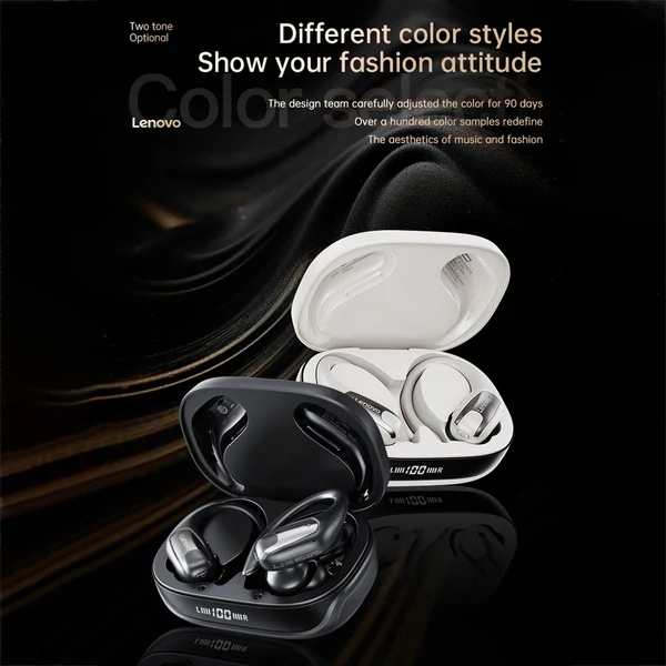 Lenovo EA305 nyitott, vezeték nélküli BT5.4 fejhallgató, rendkívül nagy membrán - Fekete