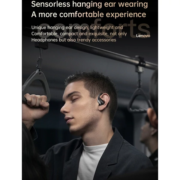 Lenovo EA305 nyitott, vezeték nélküli BT5.4 fejhallgató, rendkívül nagy membrán - Fekete