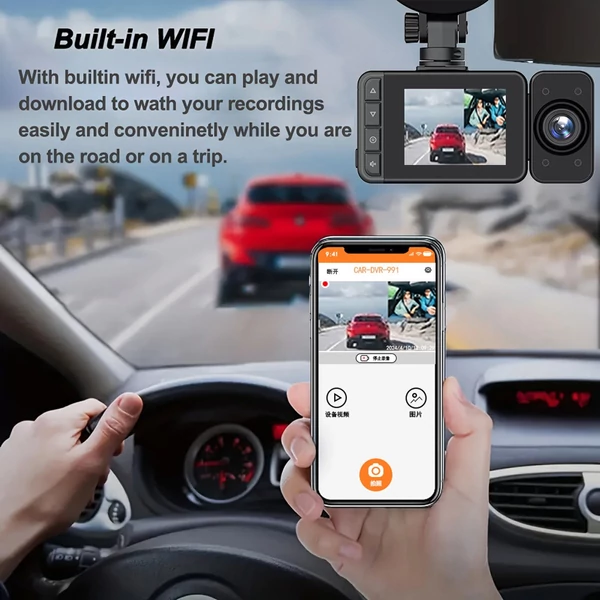 WIFI autós rögzítő elöl és hátul, belső 3 csatorna autókhoz