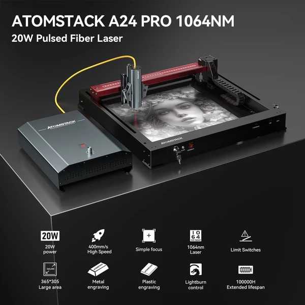 ATOMSTACK A24 Pro 1064nm lézergravírozó, 36000mm/perc nagy sebesség