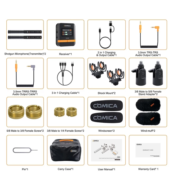COMICA VM40 COMBO egy-trigger – két 2,4G vezeték nélküli mikrofon