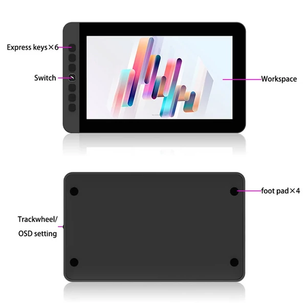 AP1106 LCD grafikus rajztábla-monitor, 11,6 hüvelykes méretű