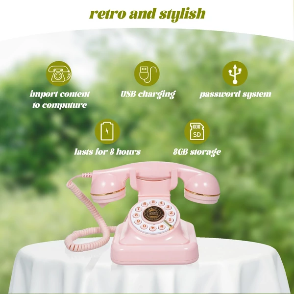 Hangüzenet-könyv, Hangfelvétel, Vintage telefonrögzítő - Pink