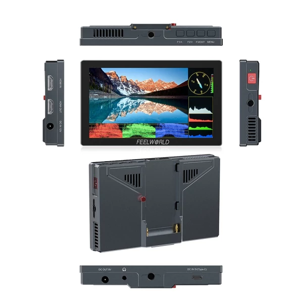 FEELWORLD P6X 5,5 hüvelykes DSLR fényképezőgép terepi monitor, alumíniumötvözet videomonitor
