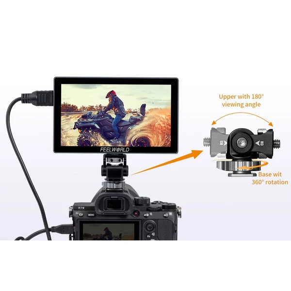 FEELWORLD P6X 5,5 hüvelykes DSLR fényképezőgép terepi monitor, alumíniumötvözet videomonitor