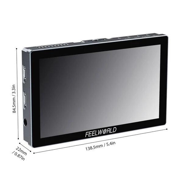 FEELWORLD P6X 5,5 hüvelykes DSLR fényképezőgép terepi monitor, alumíniumötvözet videomonitor