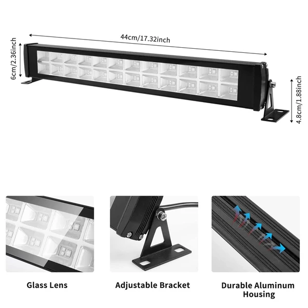 48W 72LED RGB lámpa, UV fekete fényű fali alátét, UV fényű rúdmosó lámpa