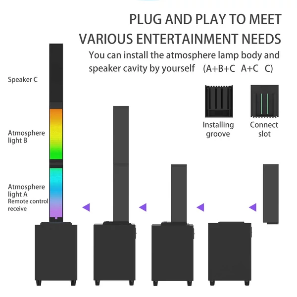 BT vezeték nélküli hangszóró mélynyomóval, RGB légköri könnyű karaokegép mikrofon bemenettel