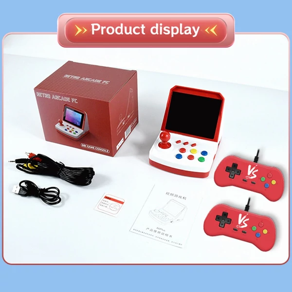 POWKIDDY A6 Plus Retro kézi játékkonzol 1000+ klasszikus játékkal - Piros és fehér