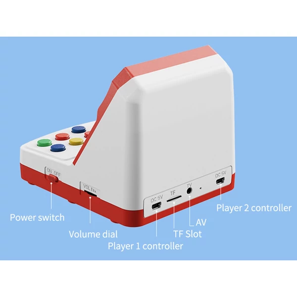 POWKIDDY A6 Plus Retro kézi játékkonzol 1000+ klasszikus játékkal - Piros és fehér