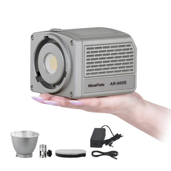 NiceFoto AR-600B hordozható LED-es videolámpa, 50 W-os fényképező kitöltőlámpa