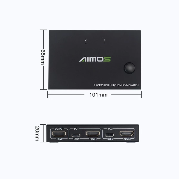 AIMOS AM-KVM201CC 2 portos HDMI KVM kapcsoló