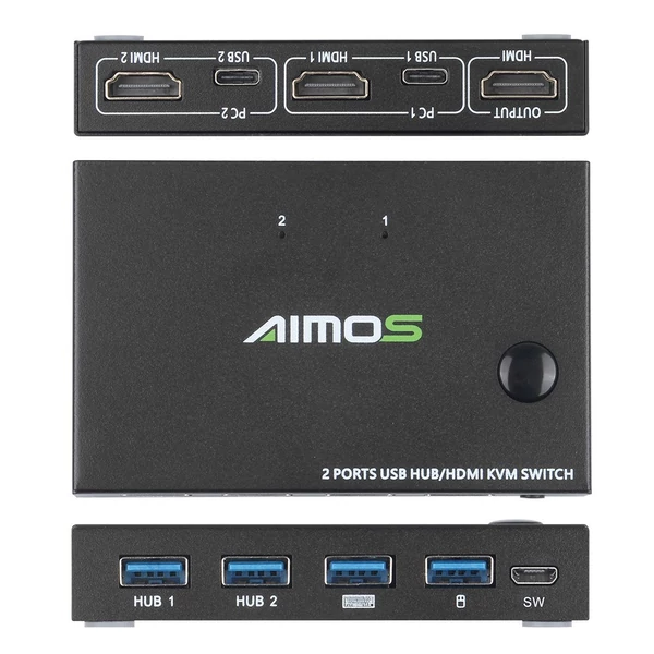 AIMOS AM-KVM201CC 2 portos HDMI KVM kapcsoló