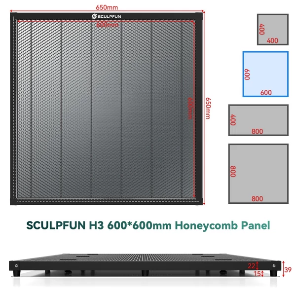 SCULPFUN H3 lézeres vágó méhsejt panel munkapad - 600x600mm