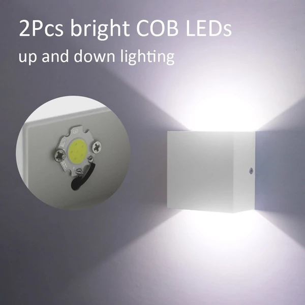 AC 85-265V 6W Cube LED fali lámpa, modern COB fali lámpa - Fehér, meleg fehér, fényű, 2-es típus