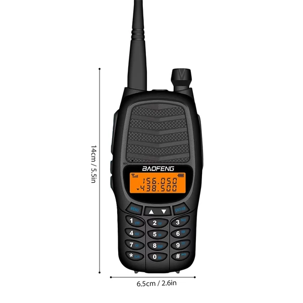 BAOFENG BF-UV6HP 10 W walkie talkie interphone, VHF UHF kétsávos, 128 csatorna, FM vétel - Fekete