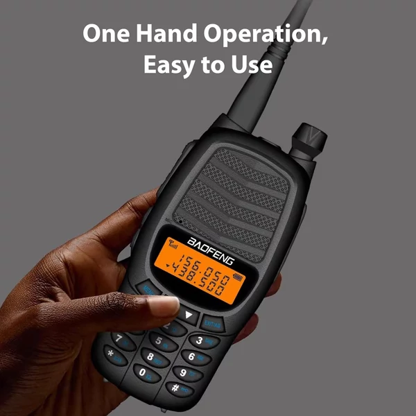 BAOFENG BF-UV6HP 10 W walkie talkie interphone, VHF UHF kétsávos, 128 csatorna, FM vétel - Fekete