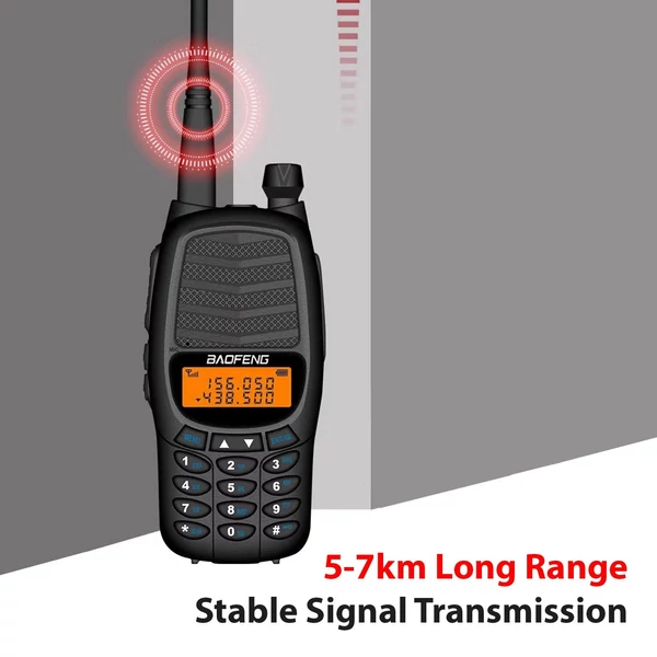 BAOFENG BF-UV6HP 10 W walkie talkie interphone, VHF UHF kétsávos, 128 csatorna, FM vétel - Fekete