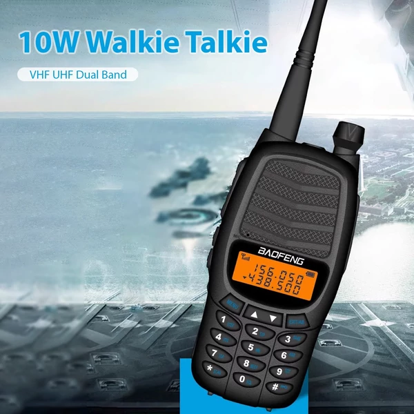 BAOFENG BF-UV6HP 10 W walkie talkie interphone, VHF UHF kétsávos, 128 csatorna, FM vétel - Fekete