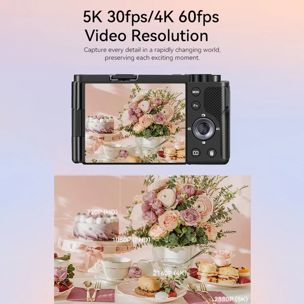 ORDRO G930 5K 30 fps digitális fényképezőgép, 64 MP WiFi, digitális videokamera - Fekete