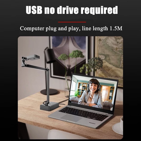 16 MP-es USB dokumentumkamera mikrofonnal, autofókuszos, 4K webkamera rugalmas karral