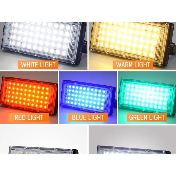 50 W-os kültéri IP66 vízálló reflektor, szuperfényes RGB gyepreflektor, LED-es reflektor - Kék