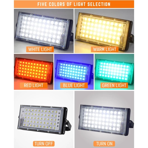 50 W-os kültéri IP66 vízálló reflektor, szuperfényes RGB gyepreflektor, LED-es reflektor - Kék