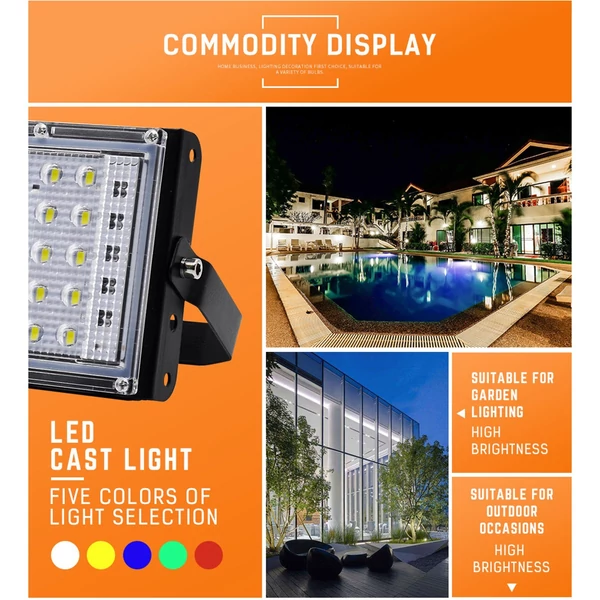 50 W-os kültéri IP66 vízálló reflektor, szuperfényes RGB gyepreflektor, LED-es reflektor - Piros