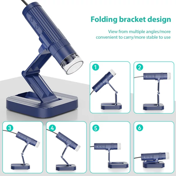 W1B asztali USB-mikroszkóp, kézi digitális mikroszkóp felnőtteknek, gyerekeknek, érmemikroszkóp - Kék
