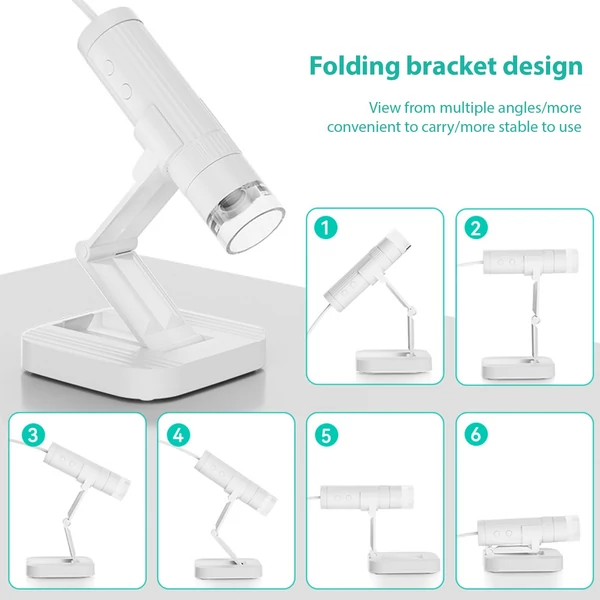 W1B asztali USB-mikroszkóp, kézi digitális mikroszkóp felnőtteknek, gyerekeknek, érmemikroszkóp - Fehér