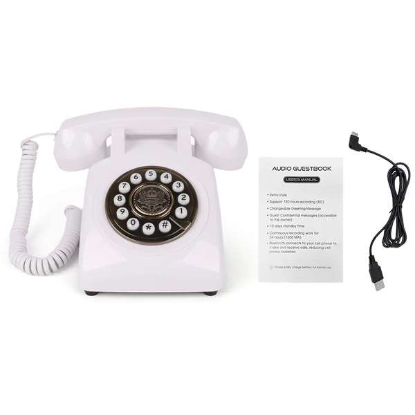 Hangüzenet-könyv, hangrögzítő régi telefonrögzítő vezeték nélküli BT funkcióval - Fehér