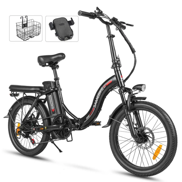 SAMEBIKE CY20 összecsukható elektromos kerékpár, 20*2,35 hüvelykes küllős kerék, 350 W-os motor - Fekete