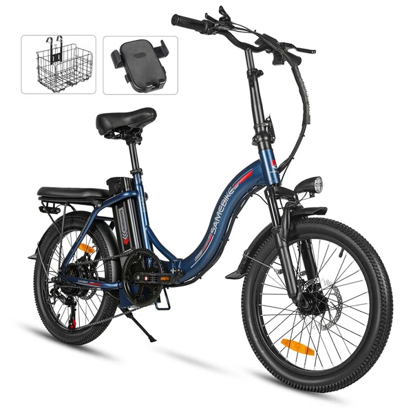 SAMEBIKE CY20 összecsukható elektromos kerékpár, 20*2,35 hüvelykes küllős kerék, 350 W-os motor - Sötétkék