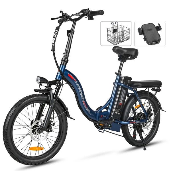 SAMEBIKE CY20 összecsukható elektromos kerékpár, 20*2,35 hüvelykes küllős kerék, 350 W-os motor - Sötétkék