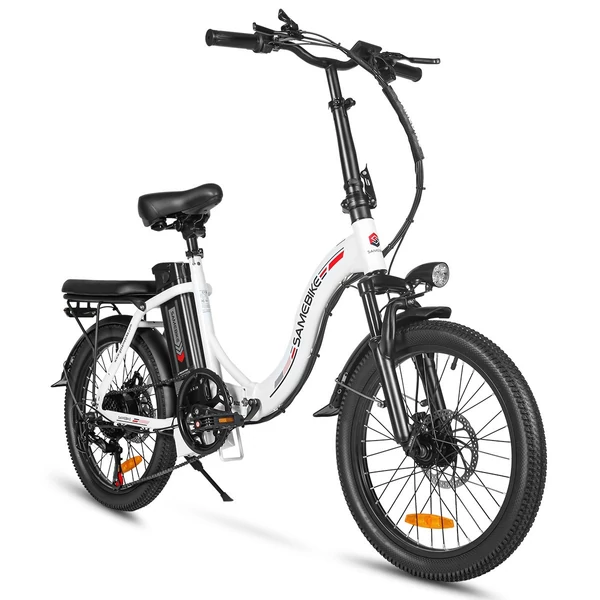 SAMEBIKE CY20 összecsukható elektromos kerékpár, 20*2,35 hüvelykes küllős kerék, 350 W-os motor - Fehér