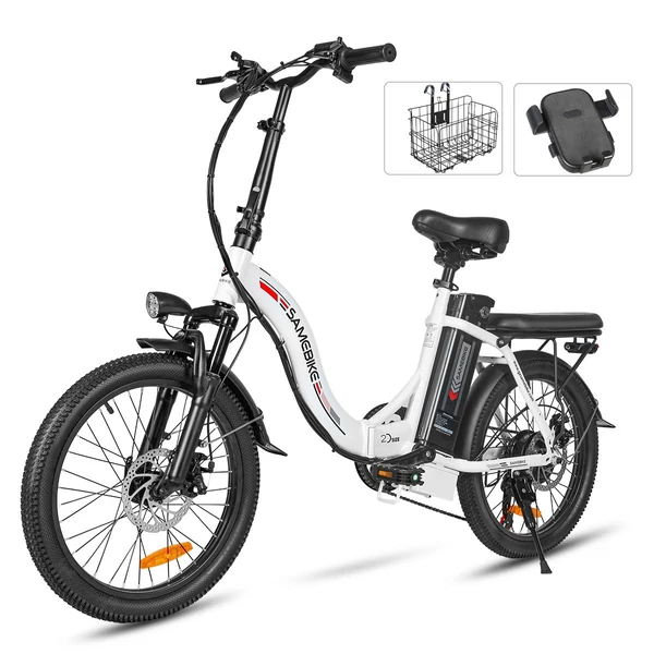 SAMEBIKE CY20 összecsukható elektromos kerékpár, 20*2,35 hüvelykes küllős kerék, 350 W-os motor - Fehér