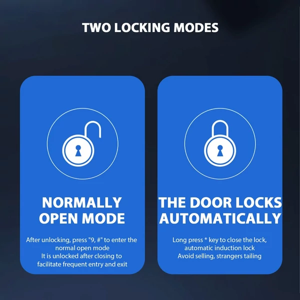 Intelligens zár, üvegajtózár WiFi távoli feloldás, TT APP arc/ujjlenyomat/jelszó IC-kártya feloldási módok