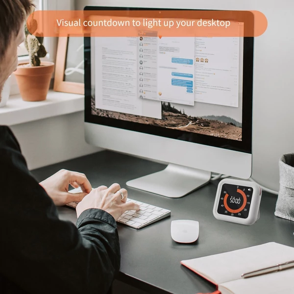Digitális termelékenységi időzítő, vizuális számláló fel/le funkció, mágneses újratölthető óra - Fehér