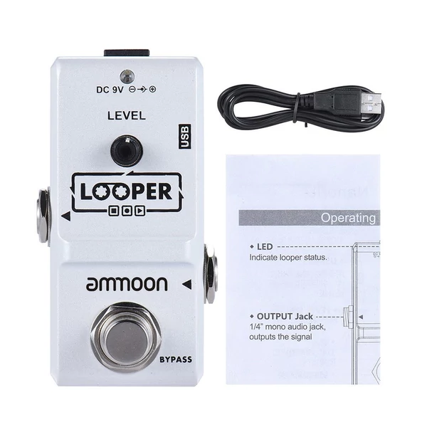 ammoon AP-09 Nano sorozatú hurok, elektromos gitár effekt pedál, hurkolt, igazi Bypass - Fehér