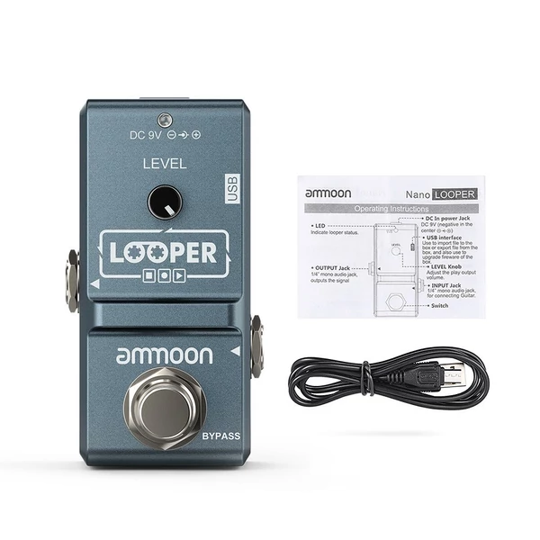 ammoon AP-09 Nano sorozatú hurok, elektromos gitár effekt pedál, hurkolt, igazi Bypass - Szürke