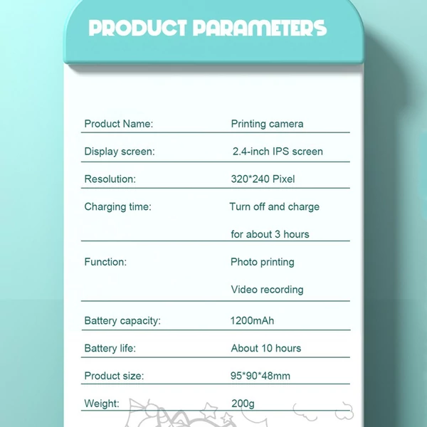 Gyerekkamera azonnali hőnyomtató, 2,4 hüvelykes képernyős fotónyomtató, 48 MP-es hátsó kamera RGB fénnyel - Zöld, memóriakártya nélkül
