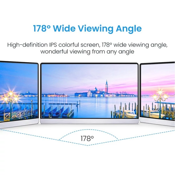 16,1 hüvelykes hordozható monitor, FHD 1080P IPS monitor támasztékkal