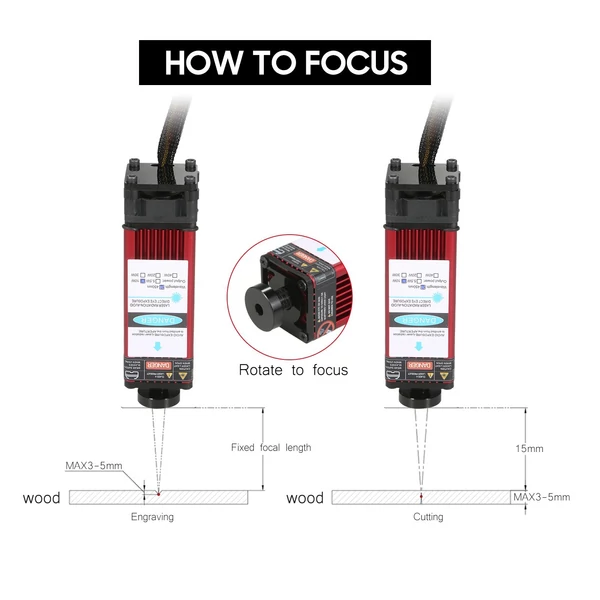 Lézer modul, 450 nm gravírozó lézerfej, nagy pontosságú gravírozás - 10 W