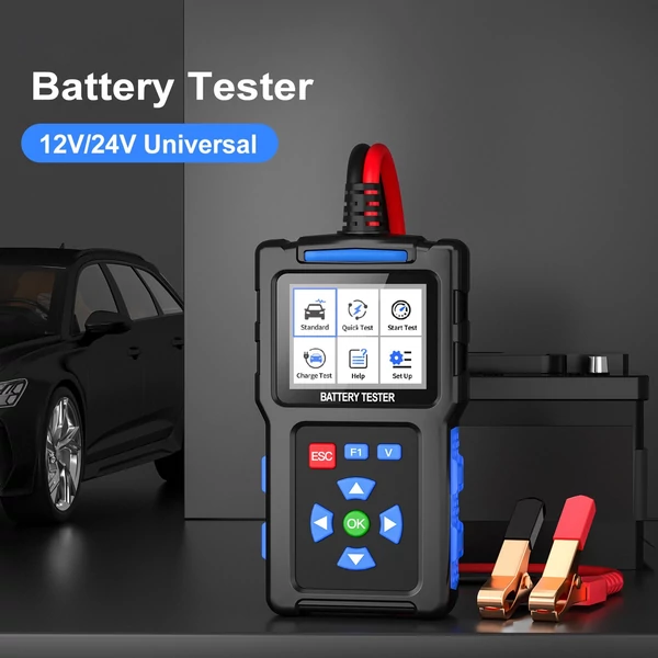 12V 24V autóakkumulátor teszter, autóakkumulátor teszter, 2,4 hüvelykes TFT színes képernyő