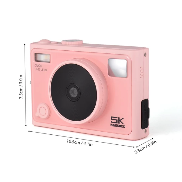 CDF3A 5K digitális fényképezőgép, WiFi digitális videokamera, 2,8 hüvelykes IPS képernyő, 72 megapixeles kettős lencse - Pink