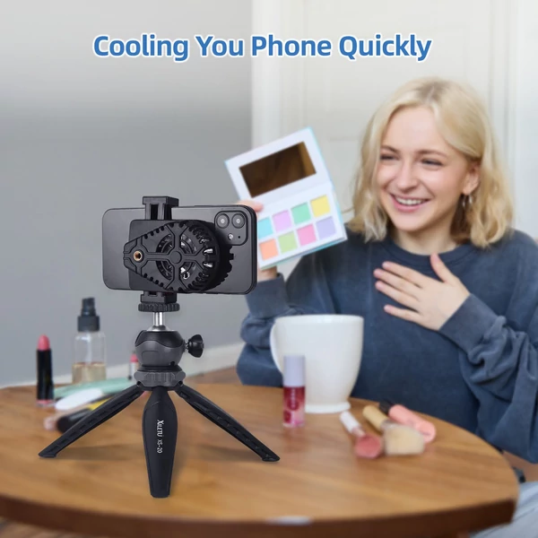 Telefonhűtő játékhoz / élő közvetítéshez, telefontartó hűtőventillátorral, kettős hidegcipőtartó