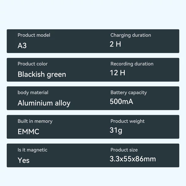 A3 Mesterséges inteligencia hangrögzítő - 128 GB